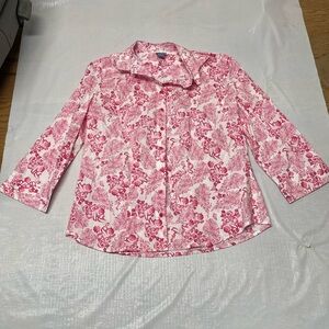 Laura Scott Pink Floral Button Down Shirt
